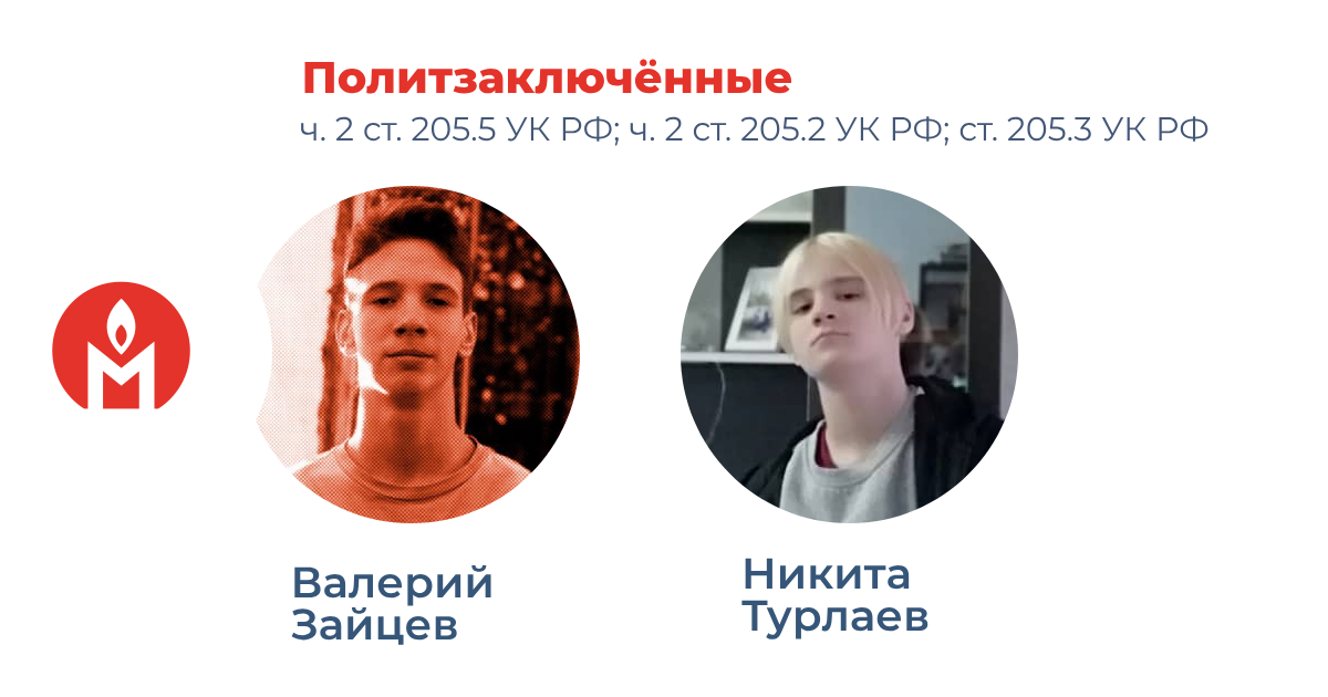 политзаключённые Валерий Зайцев и Никита Турлаев