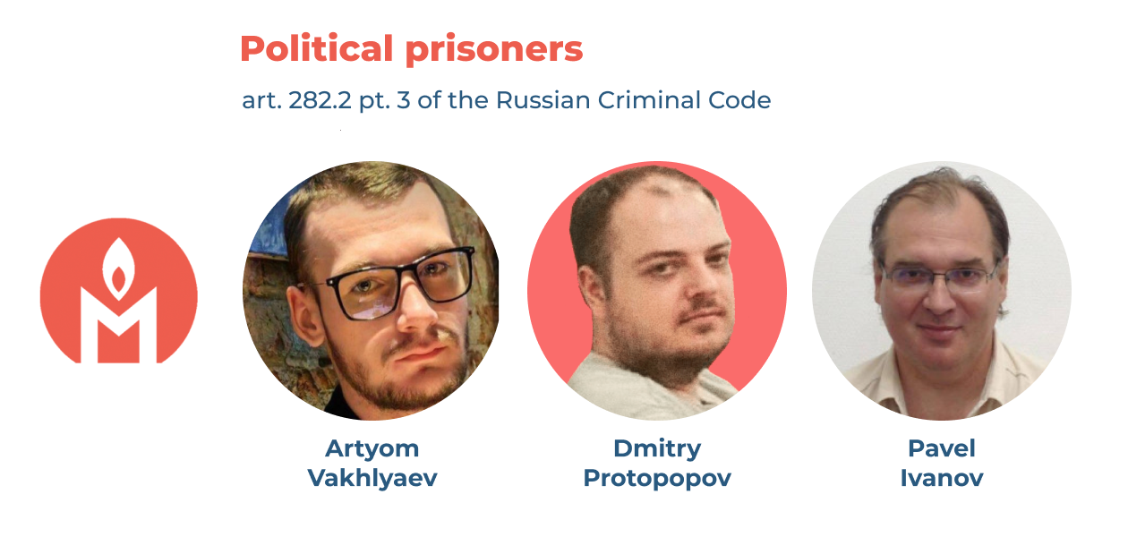 Dmitry Protopopov, Artyom Vakhlyaev and Pavel Ivanov are political prisoners