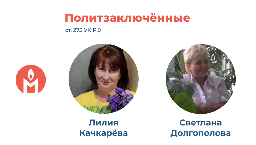 Политзаключённые жительницы Энергодара Лилия Качкарёва и Светлана Долгополова