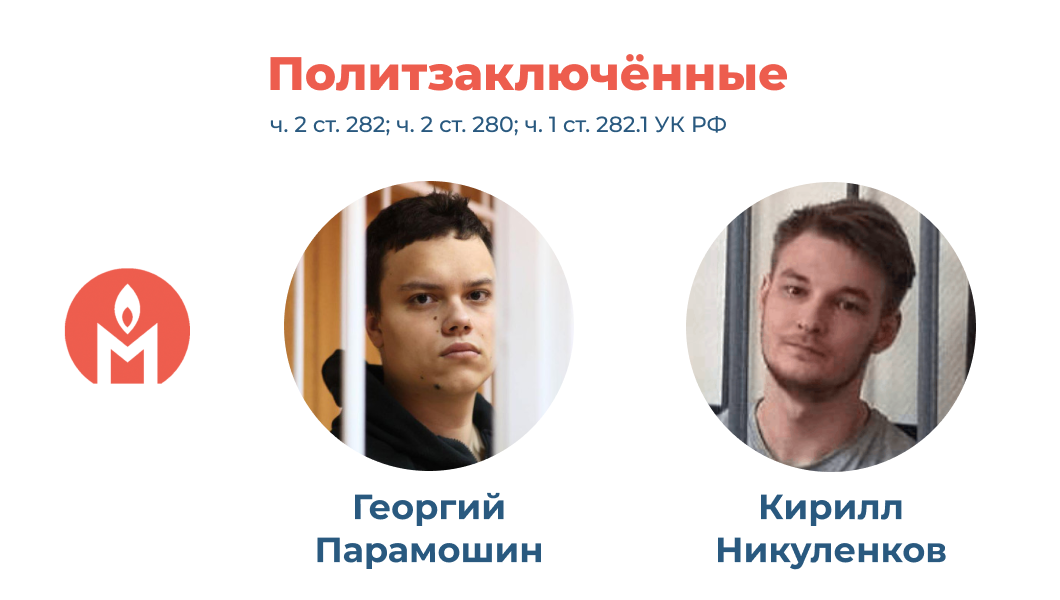 Политзаключённые Георгий Парамошин и Кирилл Никуленков